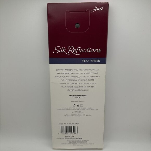 Hanes Silk Reflections Sheer Kneehighs Sandal 2 Pairs One Size Barely There 725 - Picture 3 of 3